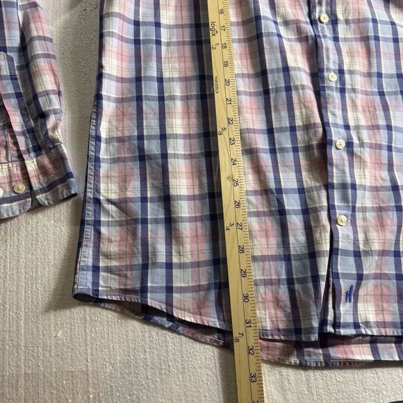 Johnnie O Men’s XL Pink Blue Plaid Button Down Long Sleeve Shirt Ken Preppy - Picture 4 of 13